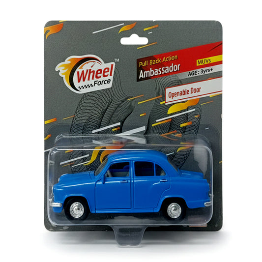 Centy Ambassador Pull Back Toy Car | Blue Classic Indian MUV Toy with Openable Doors for Kids Age 3+