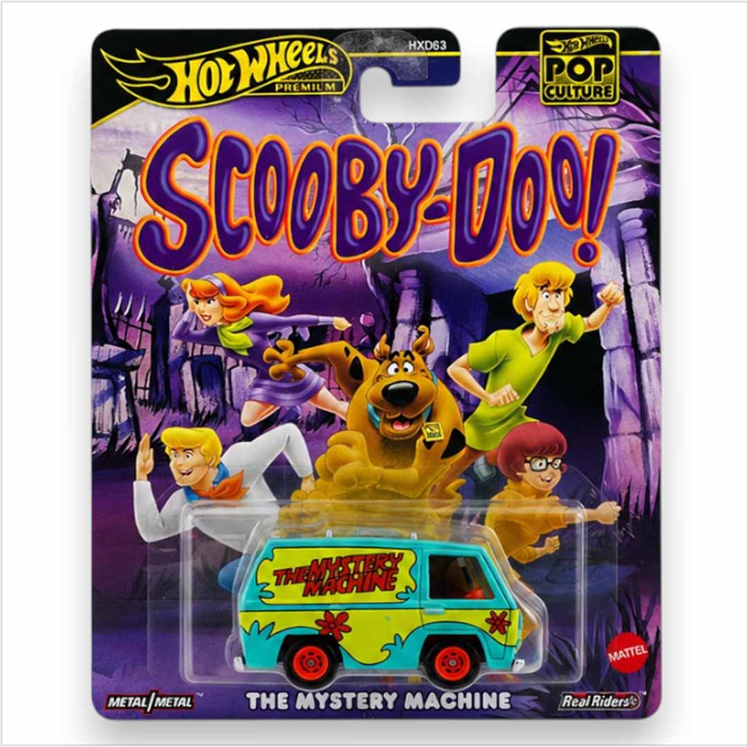 (Card Damage) Hot Wheels Premium Pop Culture 1:64 Scooby-Doo The Mystery Machine Die-Cast Van with Real Riders & Metal/Metal Construction