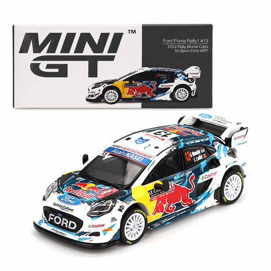 Mini GT 1:64 Ford Puma Rally1 #13 2024 Rally Monte Carlo M-Sport Ford WRT Die-Cast Model Car | Collector Box