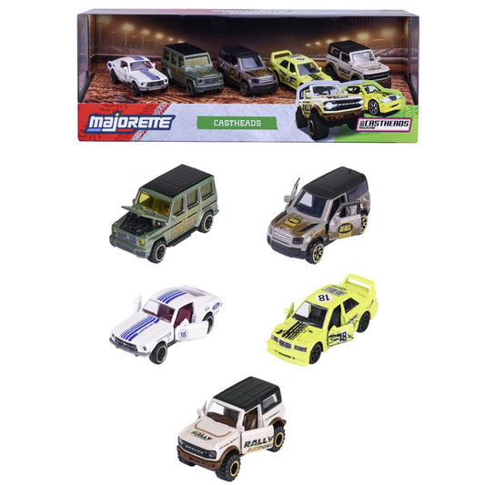 Majorette CastHeads Die-Cast Car Set (5 Cars) | Off-Road & Rally Vehicles | Metal Body | 1:64 Scale | 3+ Years
