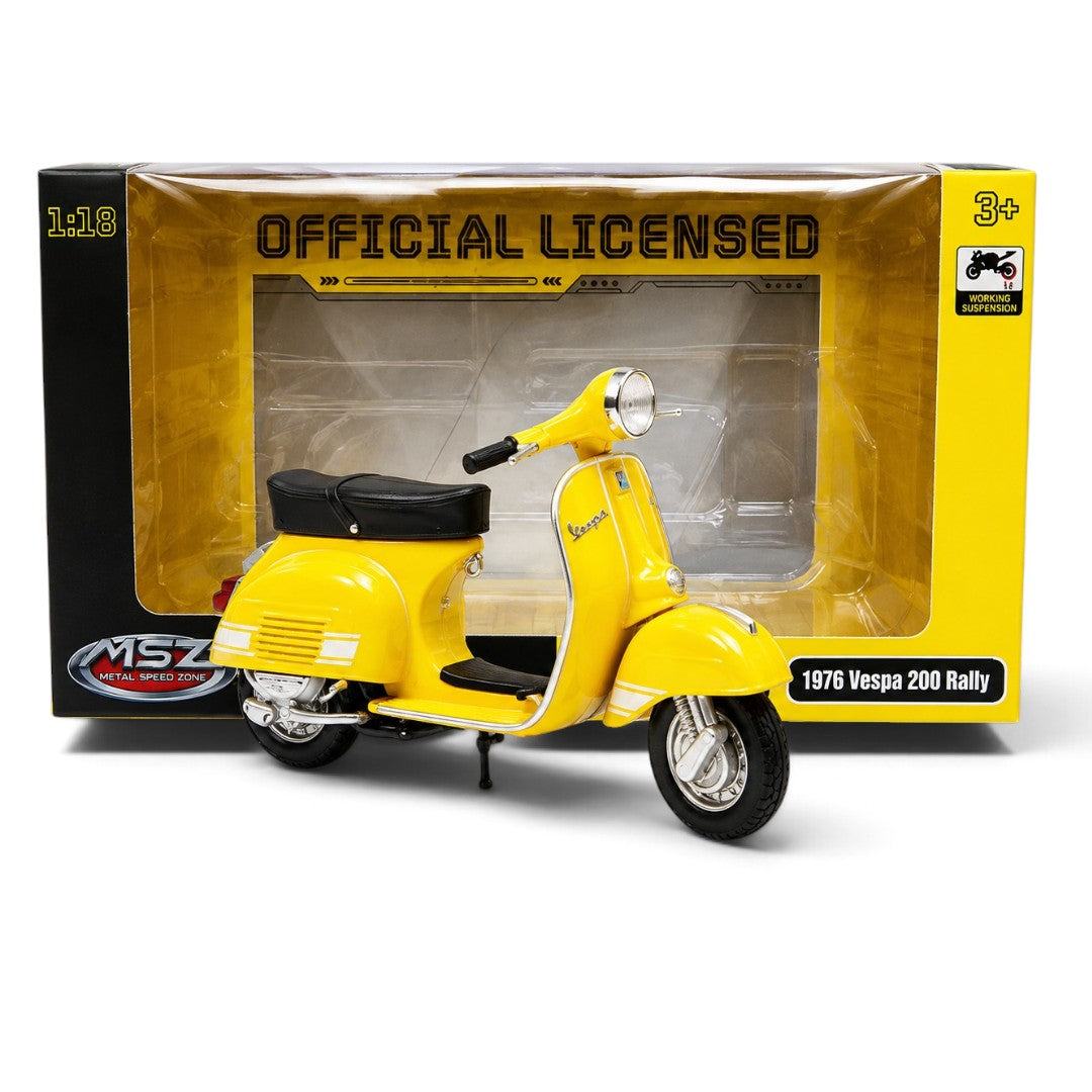MSZ 1:18 1976 Vespa 200 Rally Die-Cast Scooter | Red & Yellow Variants