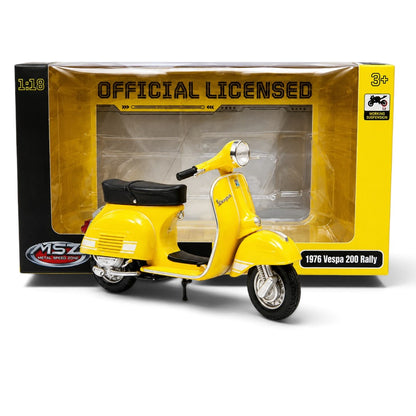 MSZ 1:18 1976 Vespa 200 Rally Die-Cast Scooter | Red & Yellow Variants