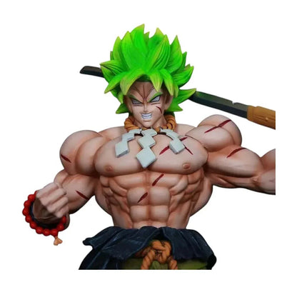 Dragon Ball Z Super Saiyan Broly Anime Ultimate Action Figure Statue 36cm – Green Hair Battle Edition Statue with Sword & Base – Collectible Action Model Toy HW - Jaiman Toys