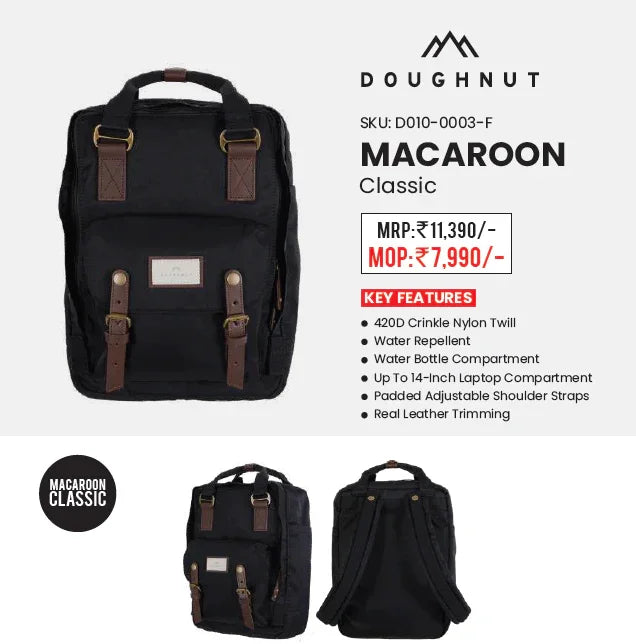 Doughnut Macaroon Laptop Backpack One Size Black - Jaiman Toys