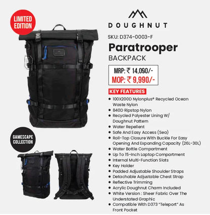 Doughnut Paratrooper Gamescape Series – Ultimate Action Backpack (Black) - Jaiman Toys