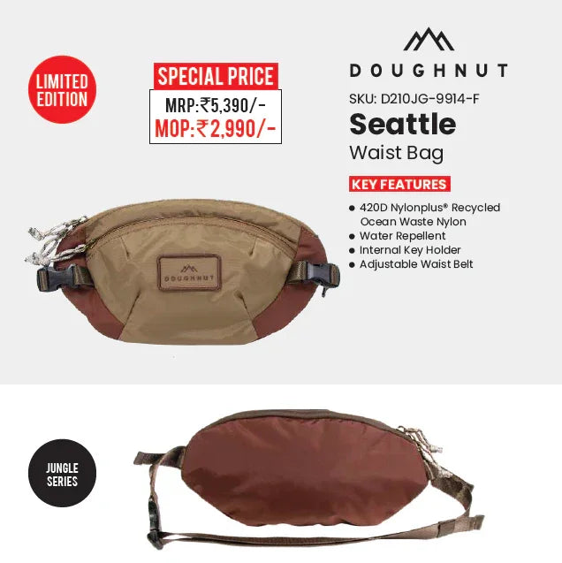 Doughnut Macaroon Jungle Series Backpack – Maroon × Khaki (16 L, 14″ Laptop, Unisex) - Jaiman Toys