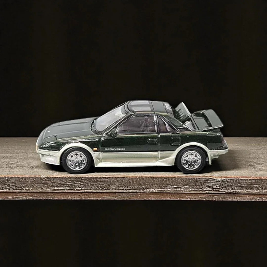 HJ64 1:64 TOYOTA MR2 1600G-LIMITED SUPER CHARGER 1986 T Bar Roof Green HJ643056AGS - Jaiman Toys
