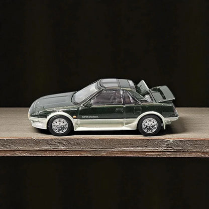 HJ64 1:64 TOYOTA MR2 1600G-LIMITED SUPER CHARGER 1986 T Bar Roof Green HJ643056AGS - Jaiman Toys