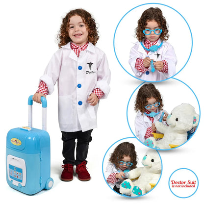 Doctor Play Set Trolley for Kids (29 Pieces) | Medical Kit with Tools & Wheels