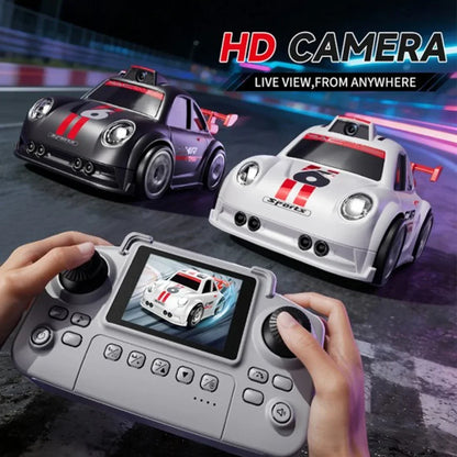 Mini Drift Racing Car C6 with LED Lights – High-Speed Compact Drift Toy Car, White & Black Sports Edition for Kids & Collectors