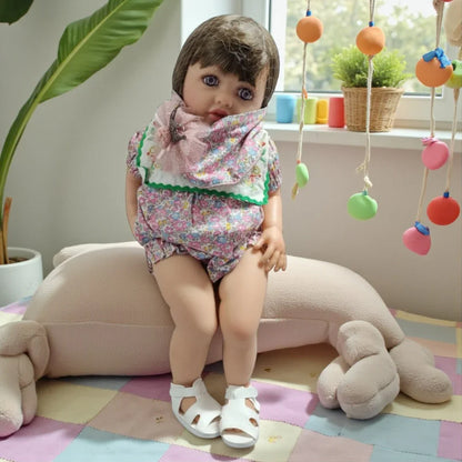 Lifelike Reborn Baby Girl Doll – Toddler with Realistic Sound & Brown Hair