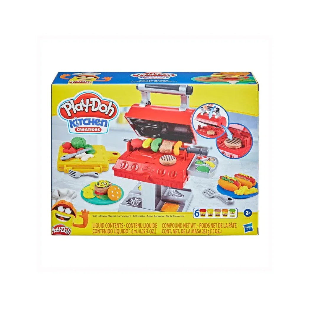 Play-Doh Kitchen Creations Grill 'n Stamp Playset for Kids 3 Years and Up with 6 Non-Toxic Colors - Jaiman Toys