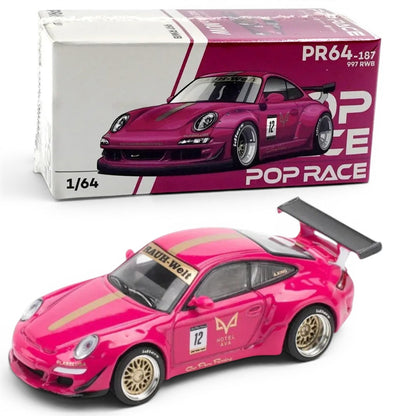 POP RACE PR640187 997 RWB Pink Porsche 1:64 Scale Diecast Model – Racing Edition
