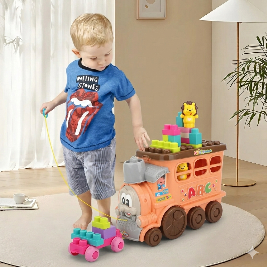 JDLT Multifunctional Blocks Train Game 2-in-1 Soft Rubber Building Blocks Set for Toddlers (23 Pieces)