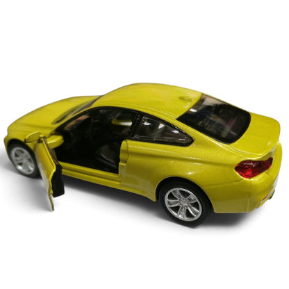 RMZ City BMW M4 1:32 Scale Die-Cast Model Car – Metallic Olive Gold & Red Colour Variants, Collectible with Opening Doors & Pull-Back Action