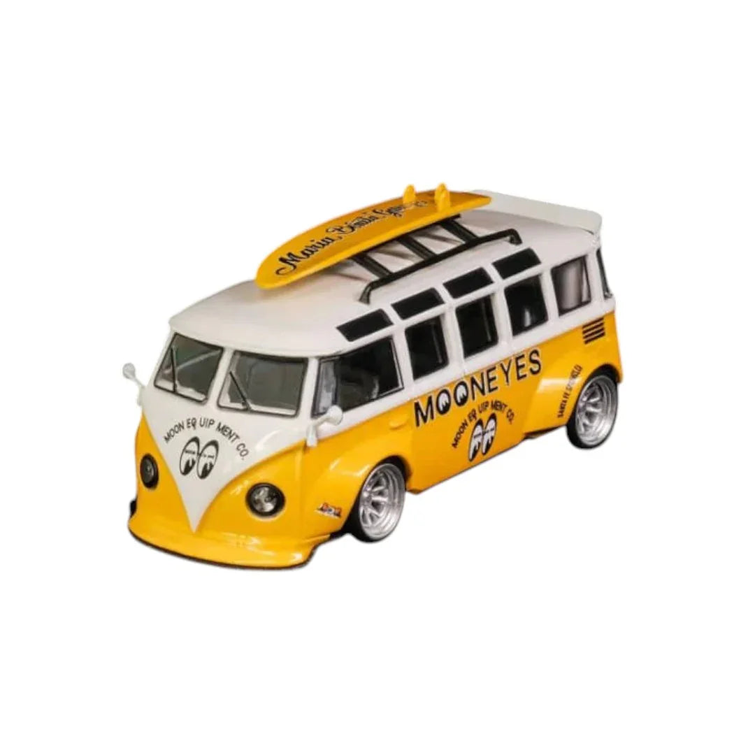 1:64 Lang Feng Volkswagen Bus MOONEYES Edition Diecast Model Car with Surfboard - Jaiman Toys