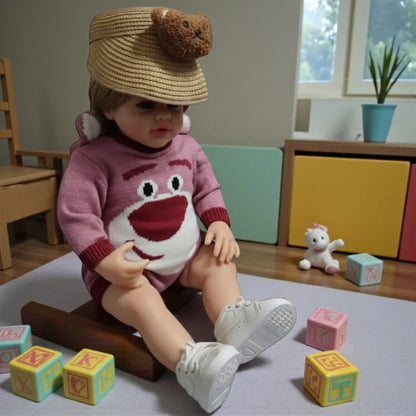 Lifelike Reborn Baby Girl Doll – Toddler with Realistic Sound & Brown Hair