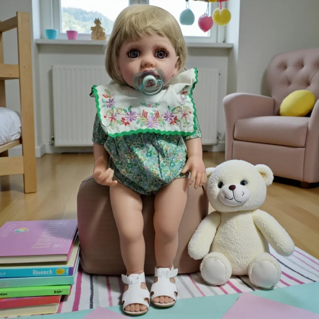 Lifelike Reborn Baby Girl Doll – Toddler with Realistic Sound & Brown Hair