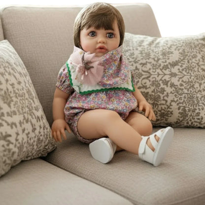 Lifelike Reborn Baby Girl Doll – Toddler with Realistic Sound & Brown Hair
