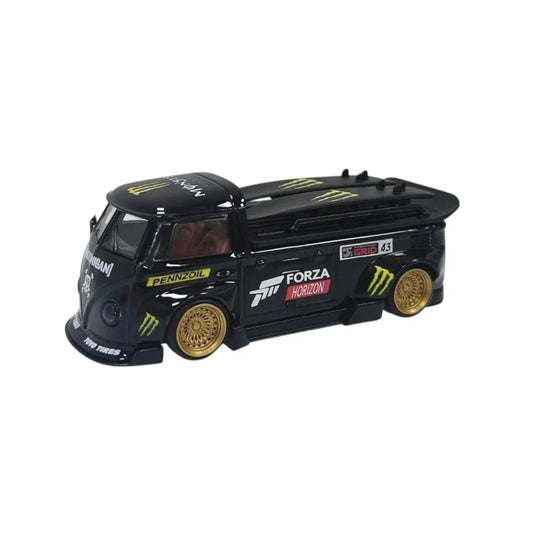 1:64 LMLF Volkswagen Bus Forza Horizon Edition Diecast Model Car – Black with Gold Wheels - Jaiman Toys
