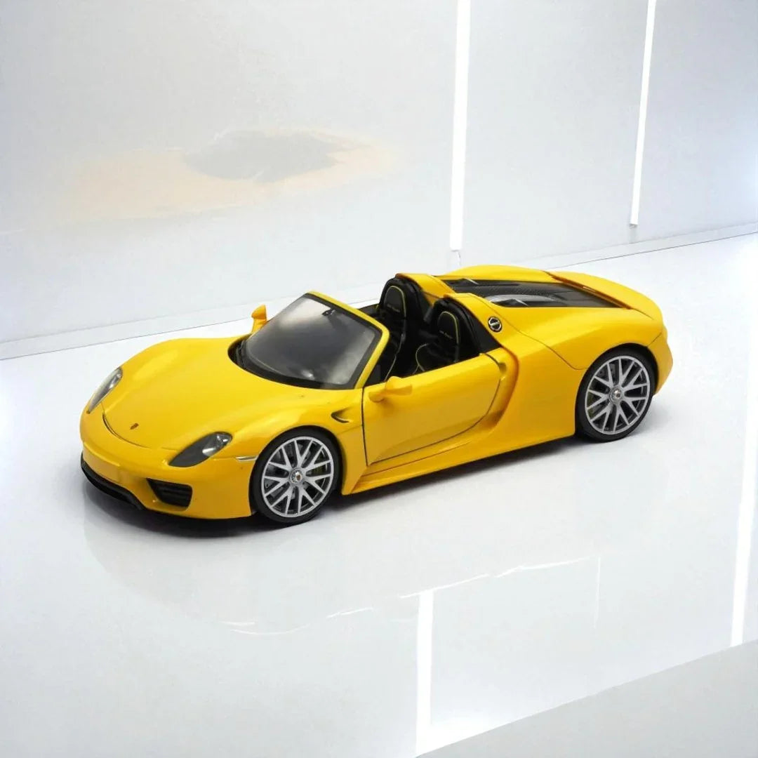 Welly 1:24 Porsche 918 Spyder Die-Cast Model – Yellow | Openable Doors (24055) - Jaiman Toys