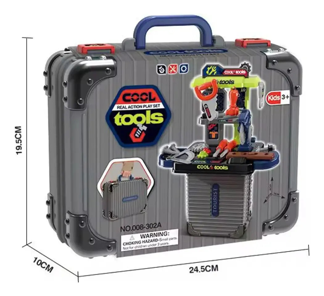 Portable Tool Set Playset – Kids Workshop Tool Kit with Carry Case & Accessories (3+ Years)