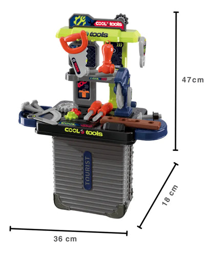 Portable Tool Set Playset – Kids Workshop Tool Kit with Carry Case & Accessories (3+ Years)