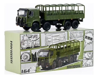 Masdi 1:64 HOWO Military Truck Die-Cast Model – Army Green Heavy Duty Truck Collectible