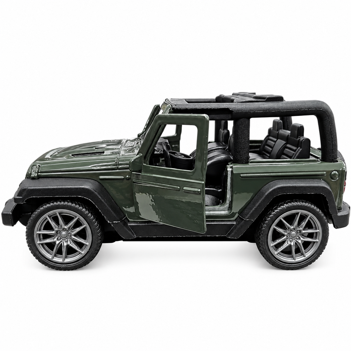 Road Burner Metal Racers 1:39 Scale Die-Cast Jeep Style Off-Road SUV Toy Car with Pull Back Action, Openable Doors, Metal Body & Detailed Interior – Dark Green