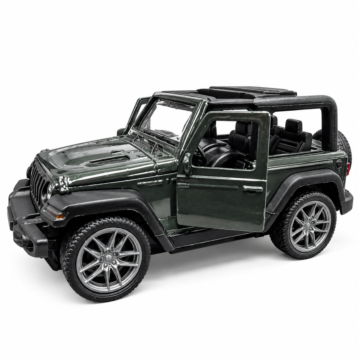 Road Burner Metal Racers 1:39 Scale Die-Cast Jeep Style Off-Road SUV Toy Car with Pull Back Action, Openable Doors, Metal Body & Detailed Interior – Dark Green