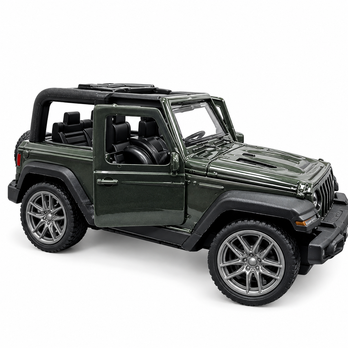 Road Burner Metal Racers 1:39 Scale Die-Cast Jeep Style Off-Road SUV Toy Car with Pull Back Action, Openable Doors, Metal Body & Detailed Interior – Dark Green