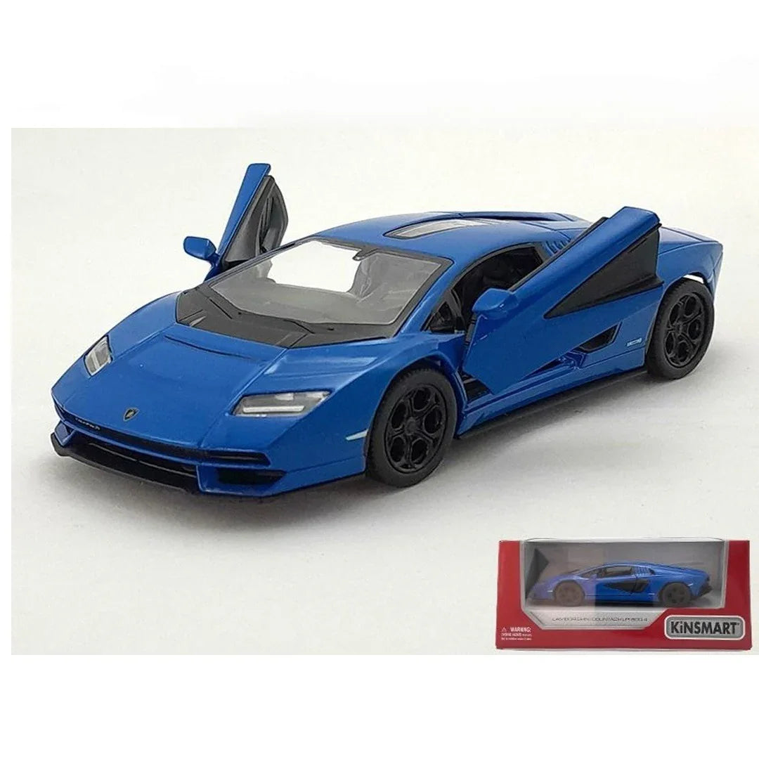 KiNSMART 1:38 Lamborghini Countach LPI 800-4 Diecast Model Car – Pullback, Openable Doors, Collectible Toy- Blue - Jaiman Toys