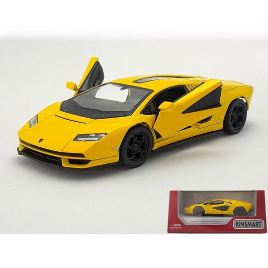 KiNSMART 1:38 Lamborghini Countach LPI 800-4 Diecast Model Car – Pullback, Openable Doors, Collectible Toy- Yellow - Jaiman Toys