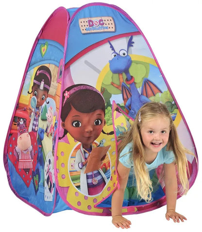 Disney Doc McStuffins Pop Up Hideaway Tent for Kids – 75 x 75 x 90 cm | Colourful Indoor Play Tent & Playhouse for Pretend Play