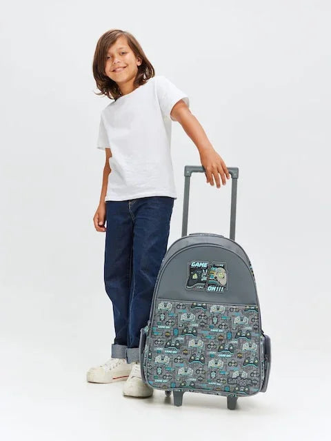 Smiggle School Bag : Game On Colorful & Stylish 18 Inch Trolley Backpack for Kids - Jaiman Toys