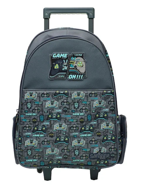 Smiggle School Bag : Game On Colorful & Stylish 18 Inch Trolley Backpack for Kids - Jaiman Toys