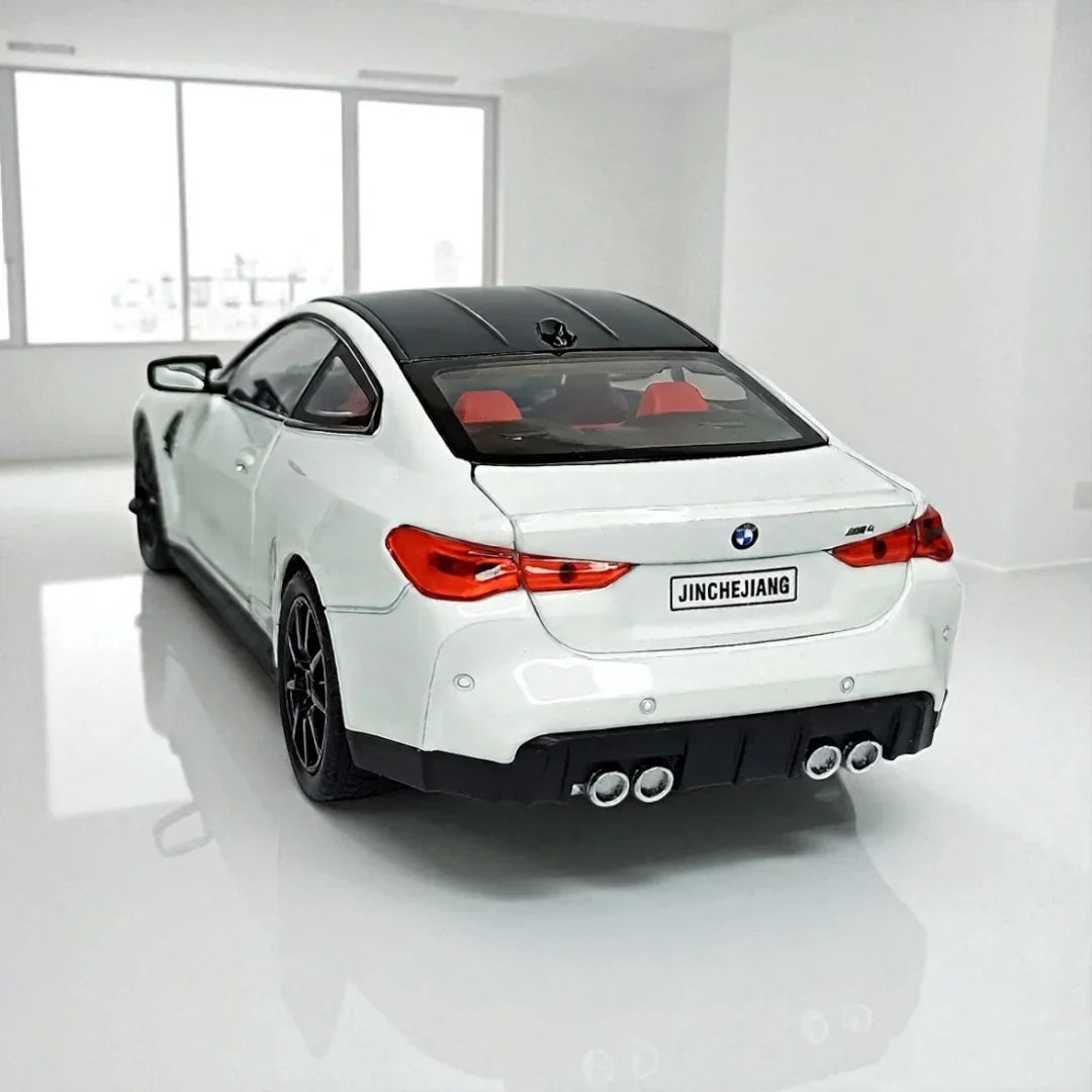 Joy Junction 1:24 BMW M4 Die-Cast Car Model – White Finish | Openable Doors, Pull-Back Action, Lights & Sound (JJ267) - Jaiman Toys