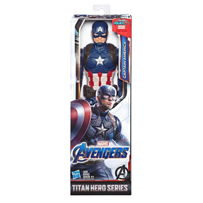 (Box Damage) Marvel Avengers Titan Hero Series Captain America 12-Inch Action Figure | Super Hero Collectible Toy with Shield | Captain America Figure for Kids, Boys & Girls Ages 4+