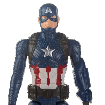 (Box Damage) Marvel Avengers Titan Hero Series Captain America 12-Inch Action Figure | Super Hero Collectible Toy with Shield | Captain America Figure for Kids, Boys & Girls Ages 4+