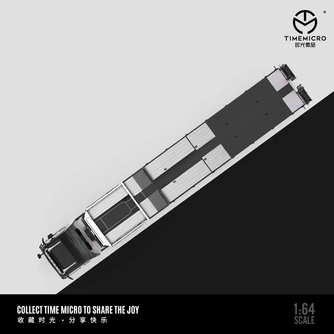 Time Micro 1:64 Scania Flatbed Transport Vehicle Diecast Model | Premium Metal Transporter with Display Base - White