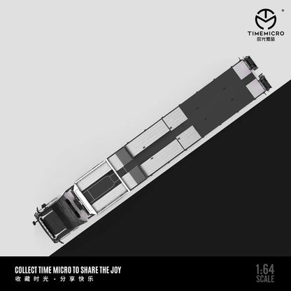 Time Micro 1:64 Scania Flatbed Transport Vehicle Diecast Model | Premium Metal Transporter with Display Base - White