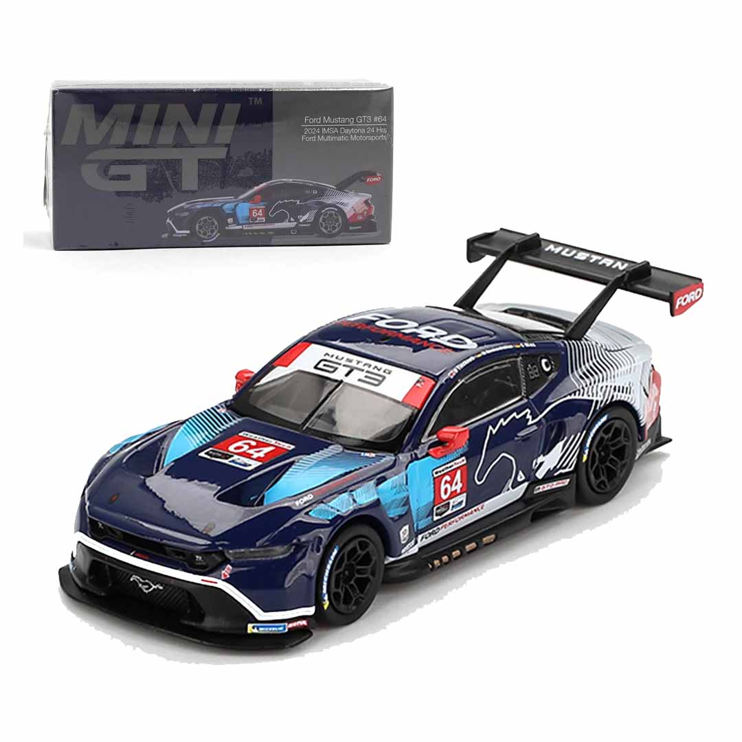 MINI GT MGT00898-L Ford Mustang GT3 #64 2024 IMSA Daytona 24 Hrs 1:64 Scale Diecast Model Car