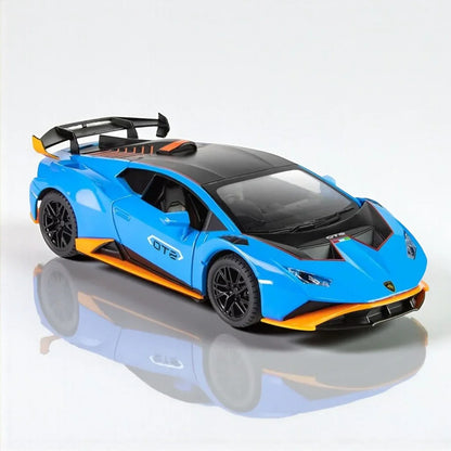 1:24 Scale Lamborghini Huracán STO. Die-Cast Metal Sports Car – Pull Back Model with Openable Doors, Sound & Light | Zinc Alloy Collectible Car