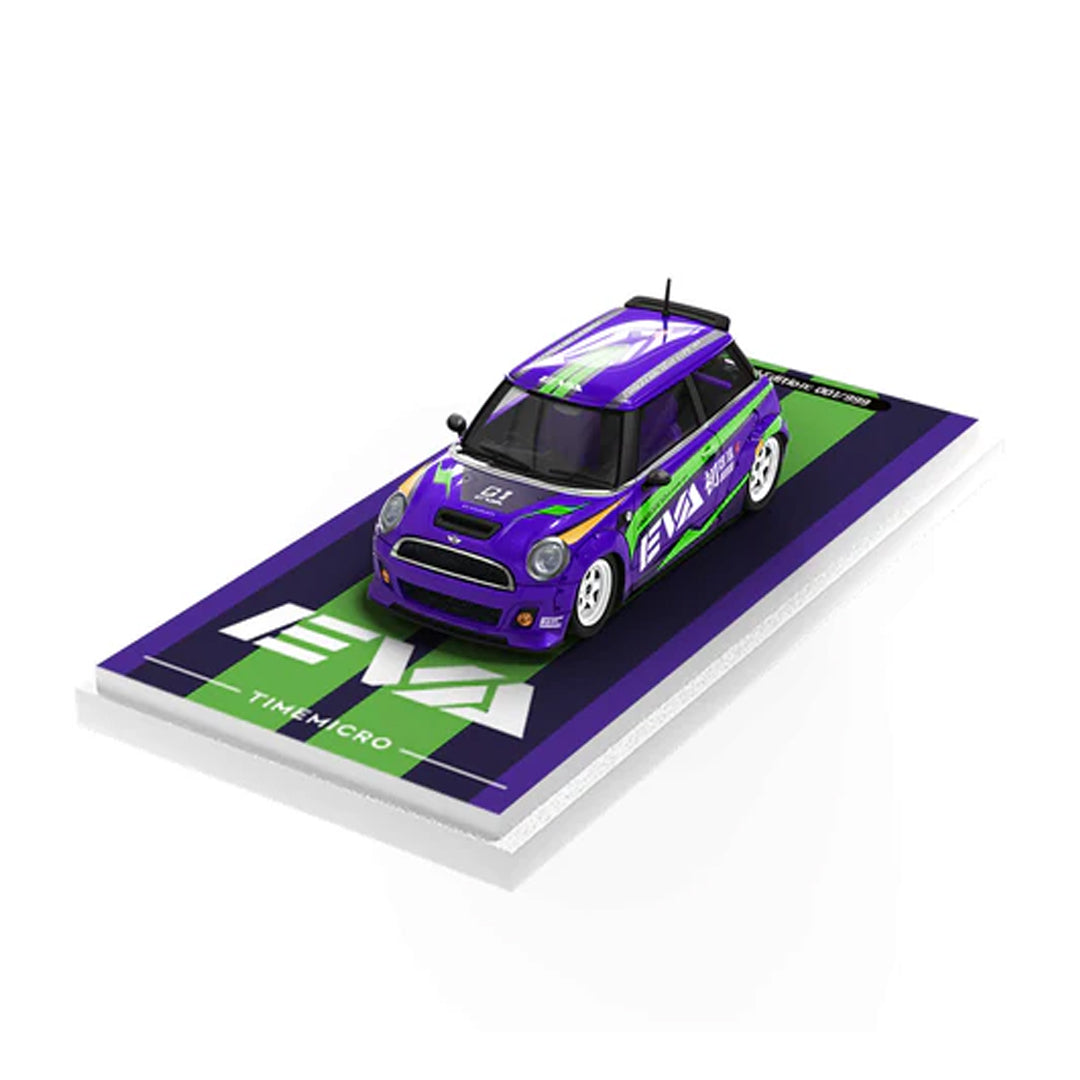 Time Micro 1:64 Mini Cooper Racing Edition Diecast Model Car – Purple & Green