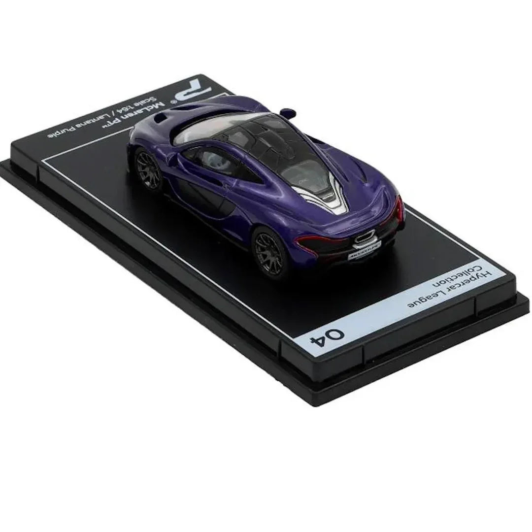 PosterCars H04 – McLaren P1 with Acrylic Box (Lantana Purple) 1:64 Diecast Car Model - Jaiman Toys