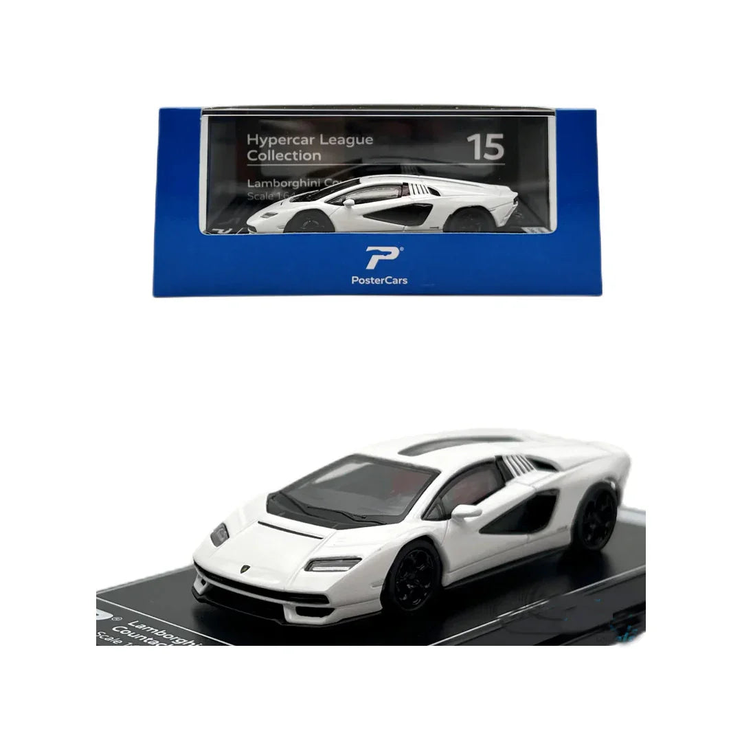 PosterCars 1:64 Lamborghini Countach LPI 800-4 – White – Acrylic Box | Hypercar League Collection - Jaiman Toys