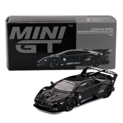 Mini GT 1:64 Lamborghini Murcielago GT Evo Black + Toyota Supra A80 Top Secret GT-300 Purple RHD – Set of 2 Diecast Cars