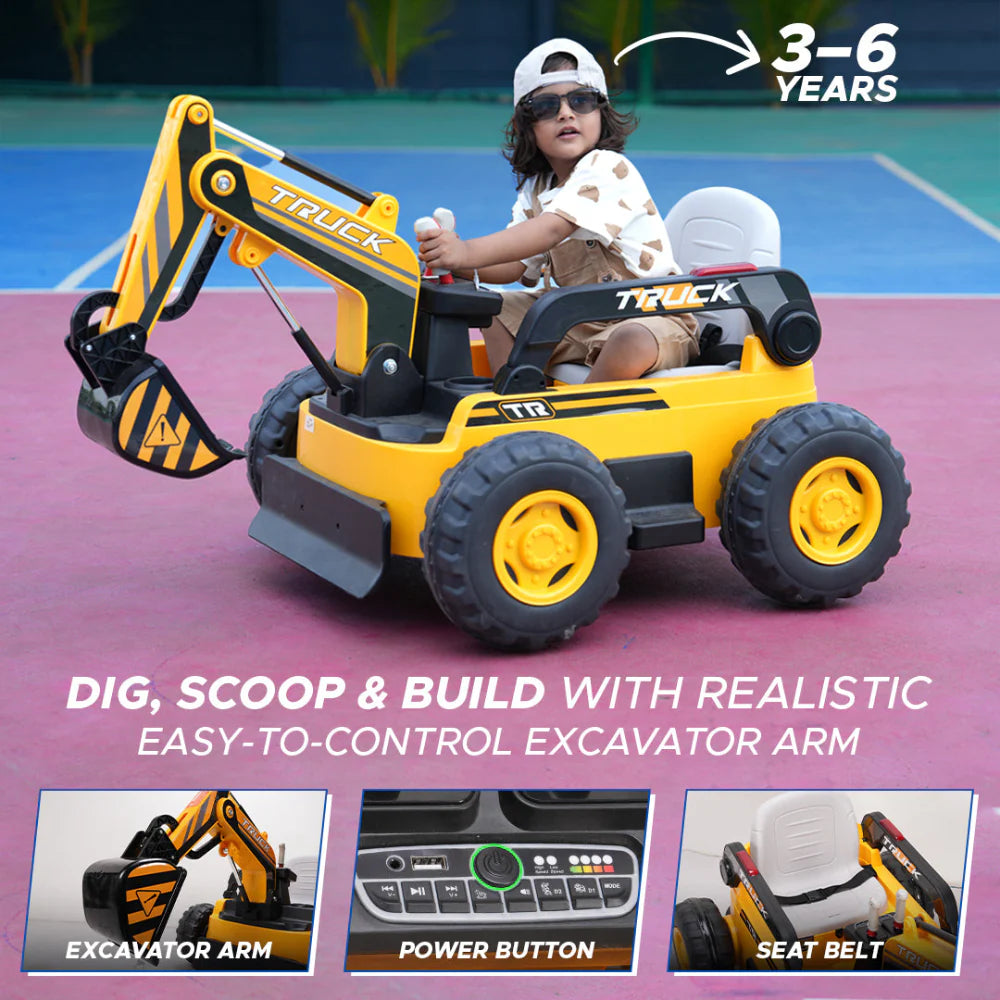 EMotorad Formula Fun Fully Working Excavator Ride-On for Kids | Battery Operated Construction Toy