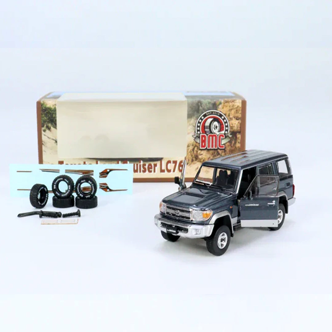 BM Creations 1:64 Toyota Land Cruiser LC76 Diecast Model Car | Premium Collectible with Opening Parts & Accessories | Three Color Variants