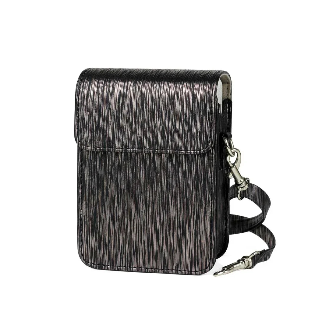 Protective PU Leather Case for Fujifilm Instax Mini LiPlay – Compact Camera Bag with Shoulder Strap - Black/Gold - Jaiman Toys